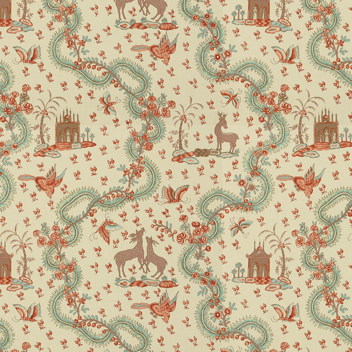 Pondichery Fabric by Brunschwig & Fils in Turquoise
