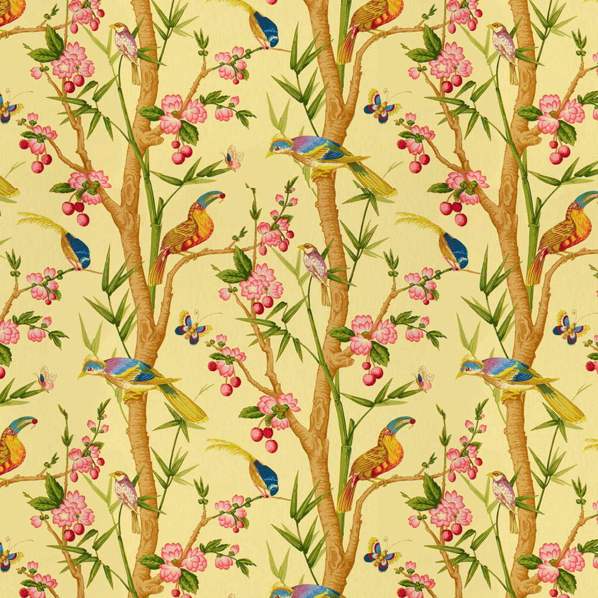 Toucans Fabric by Brunschwig & Fils in Jaune