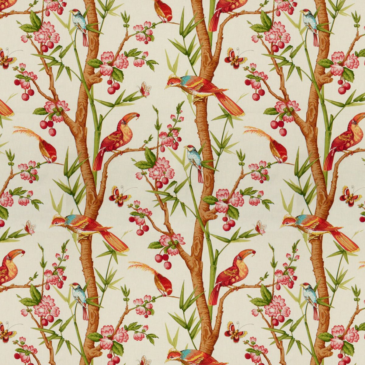 Toucans Fabric by Brunschwig & Fils in Pink/Orange