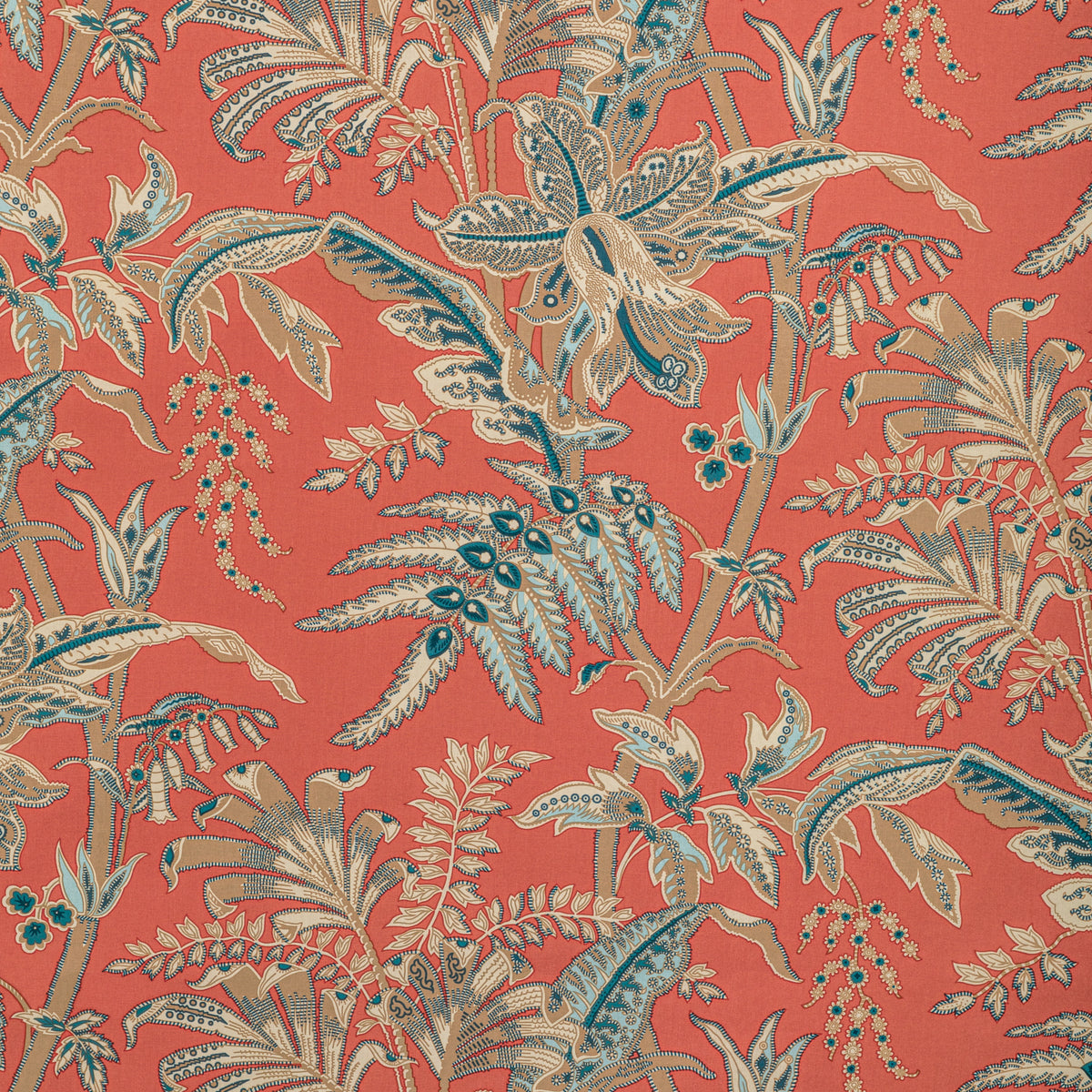 Seychelles Cotton Print Fabric by Brunschwig & Fils in Coral