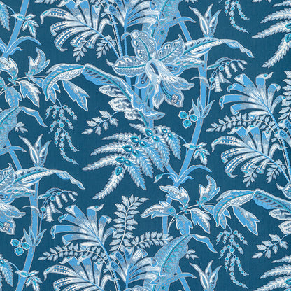 Seychelles Cotton Print Fabric by Brunschwig & Fils in Navy