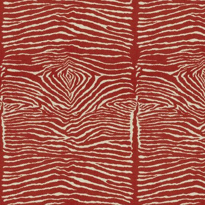 Le Zebre Linen Print Fabric by Brunschwig & Fils in Red