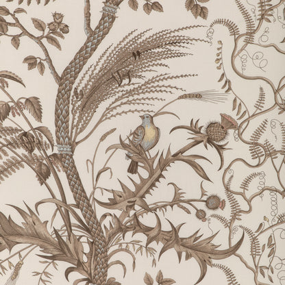 Bird And Thistle Cotton Print Fabric by Brunschwig & Fils in Beige
