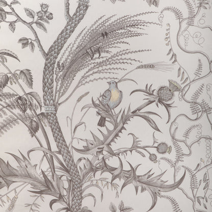 Bird And Thistle Cotton Print Fabric by Brunschwig & Fils in Gray