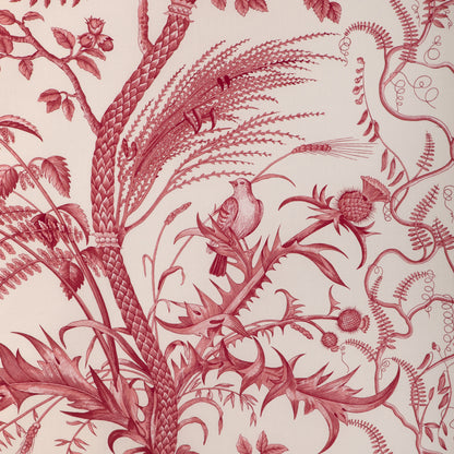Bird And Thistle Cotton Print Fabric by Brunschwig & Fils in Red