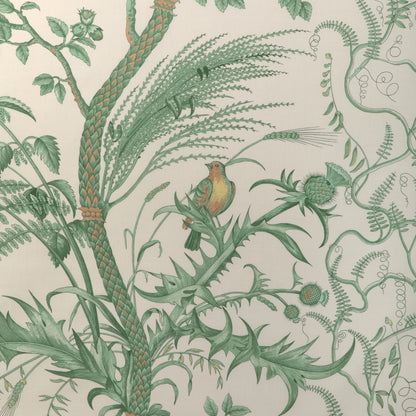 Bird And Thistle Cotton Print Fabric by Brunschwig & Fils in Green