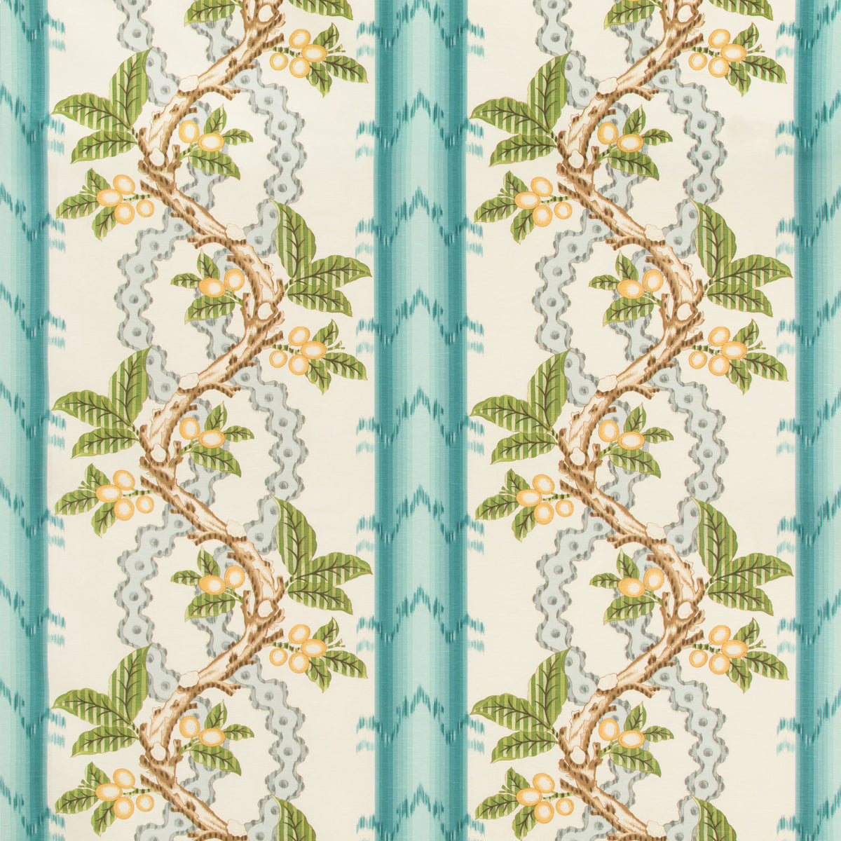 Josselin Cotton And Linen Print Fabric by Brunschwig & Fils in Aqua/Mist