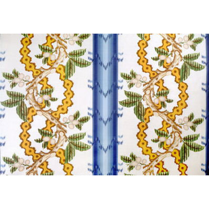 Josselin Cotton And Linen Print Fabric by Brunschwig & Fils in Lagoon And Ochre