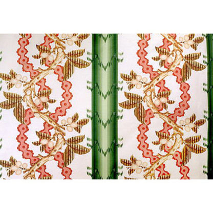 Josselin Cotton And Linen Print Fabric by Brunschwig & Fils in Cypress And Coral