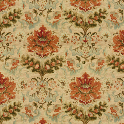 Windsor Damask Cotton & Linen Print Fabric by Brunschwig & Fils in Copper On Sand
