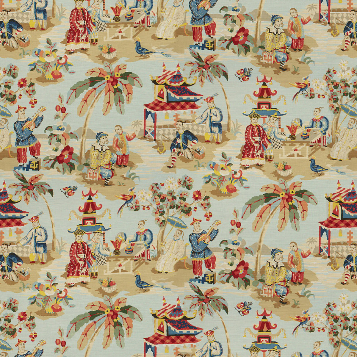 Xian Linen & Cotton Print Fabric by Brunschwig & Fils in Sky