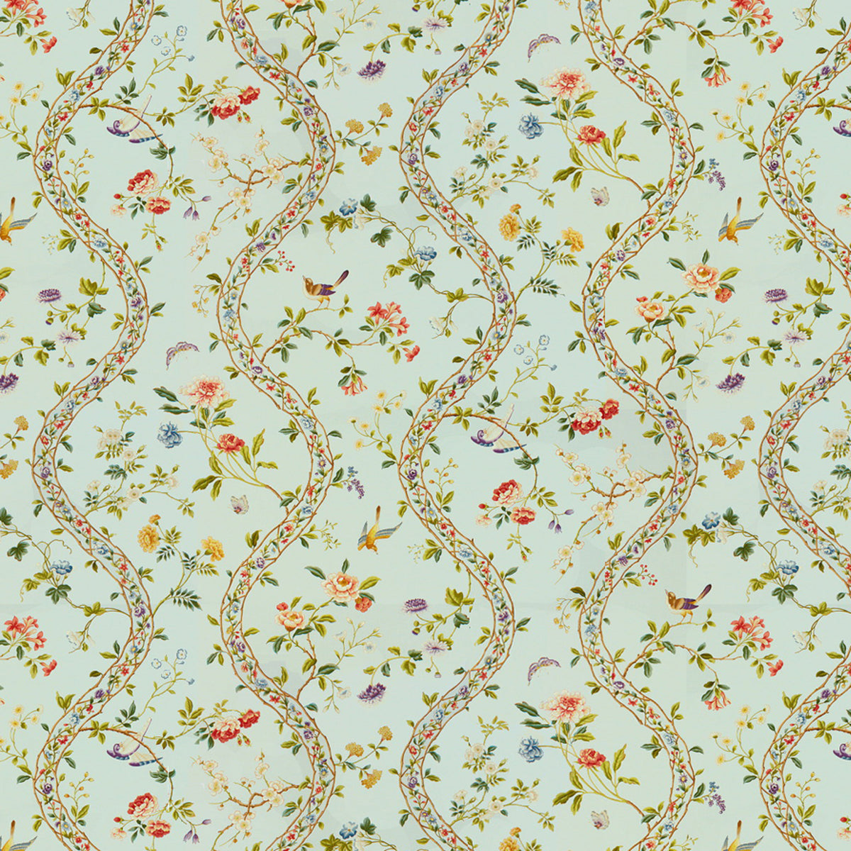 Silk Road Cotton Print Fabric by Brunschwig & Fils in Opal