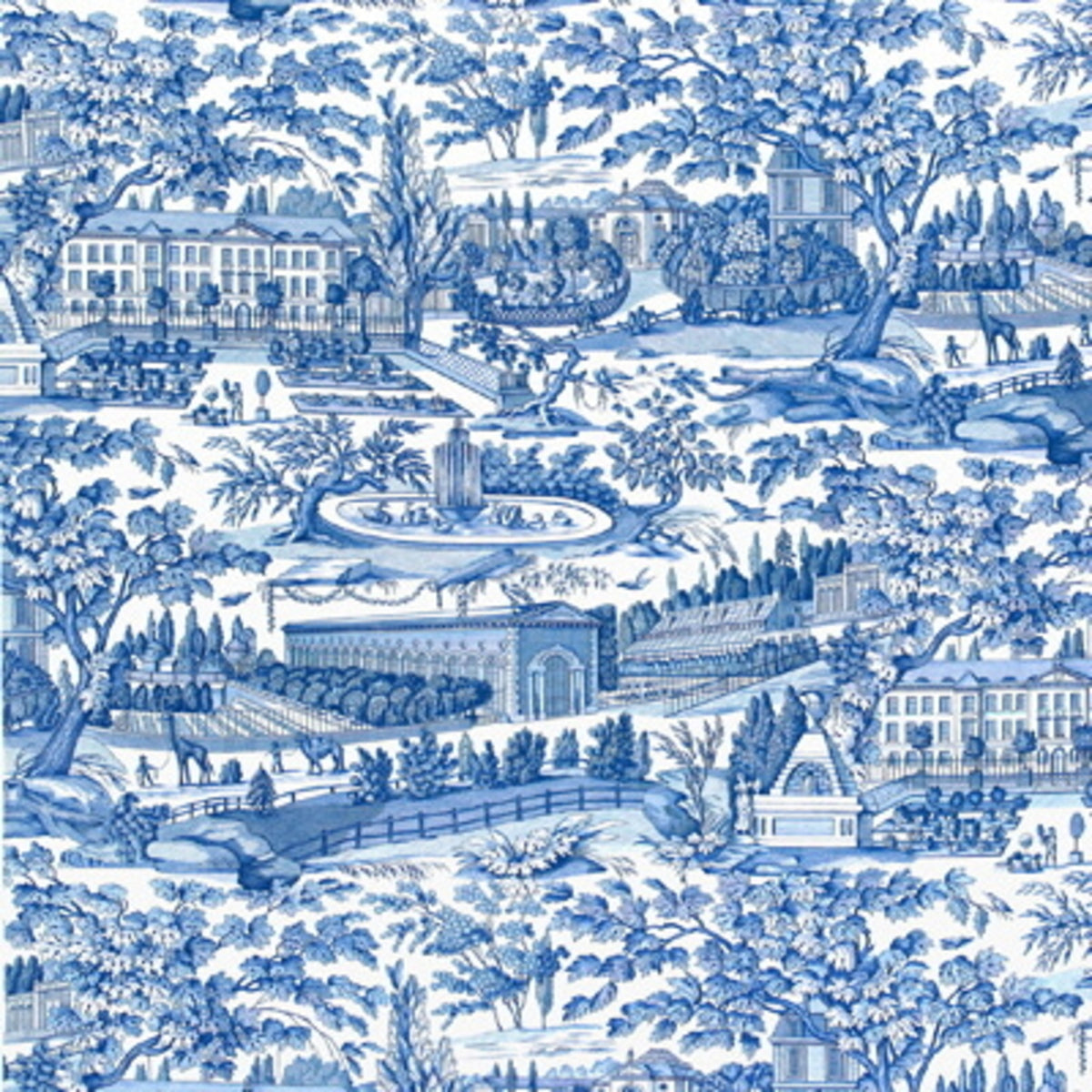 Zarafa Cotton Print Fabric by Brunschwig & Fils in Blue