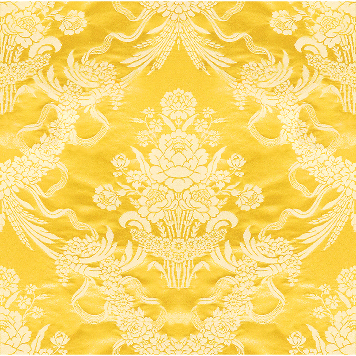 Charlieu Lampas Fabric by Brunschwig & Fils in Jaune/Ivoire