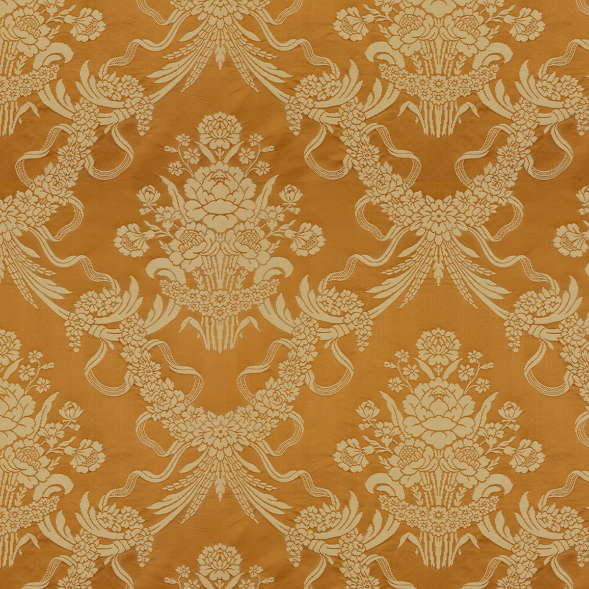 Charlieu Lampas Fabric by Brunschwig & Fils in Cognac/Ivoire