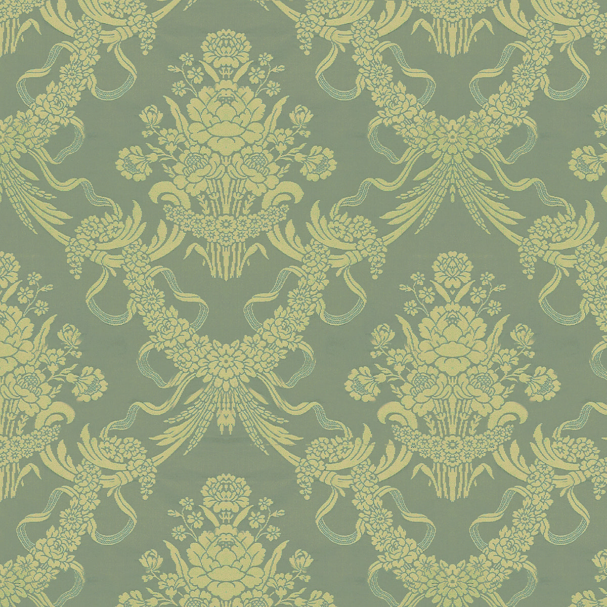 Charlieu Lampas Fabric by Brunschwig & Fils in Bleu/Ivoire