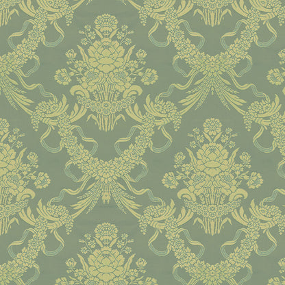 Charlieu Lampas Fabric by Brunschwig & Fils in Bleu/Ivoire