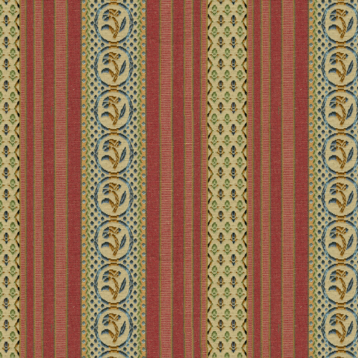 Rayure Fleurette Fabric by Brunschwig & Fils in Begonia