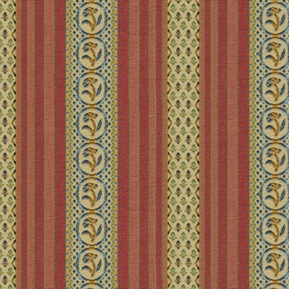 Rayure Fleurette Fabric by Brunschwig & Fils in Begonia