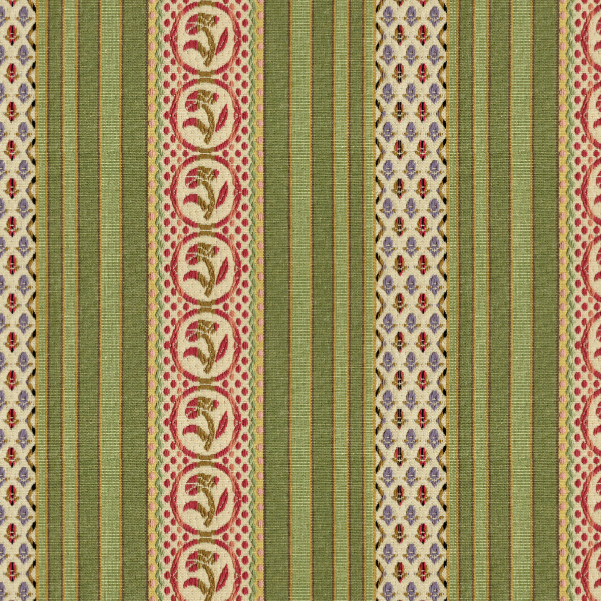 Rayure Fleurette Fabric by Brunschwig & Fils in Willow