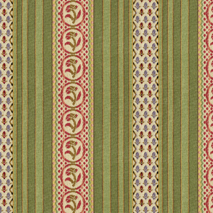Rayure Fleurette Fabric by Brunschwig & Fils in Willow
