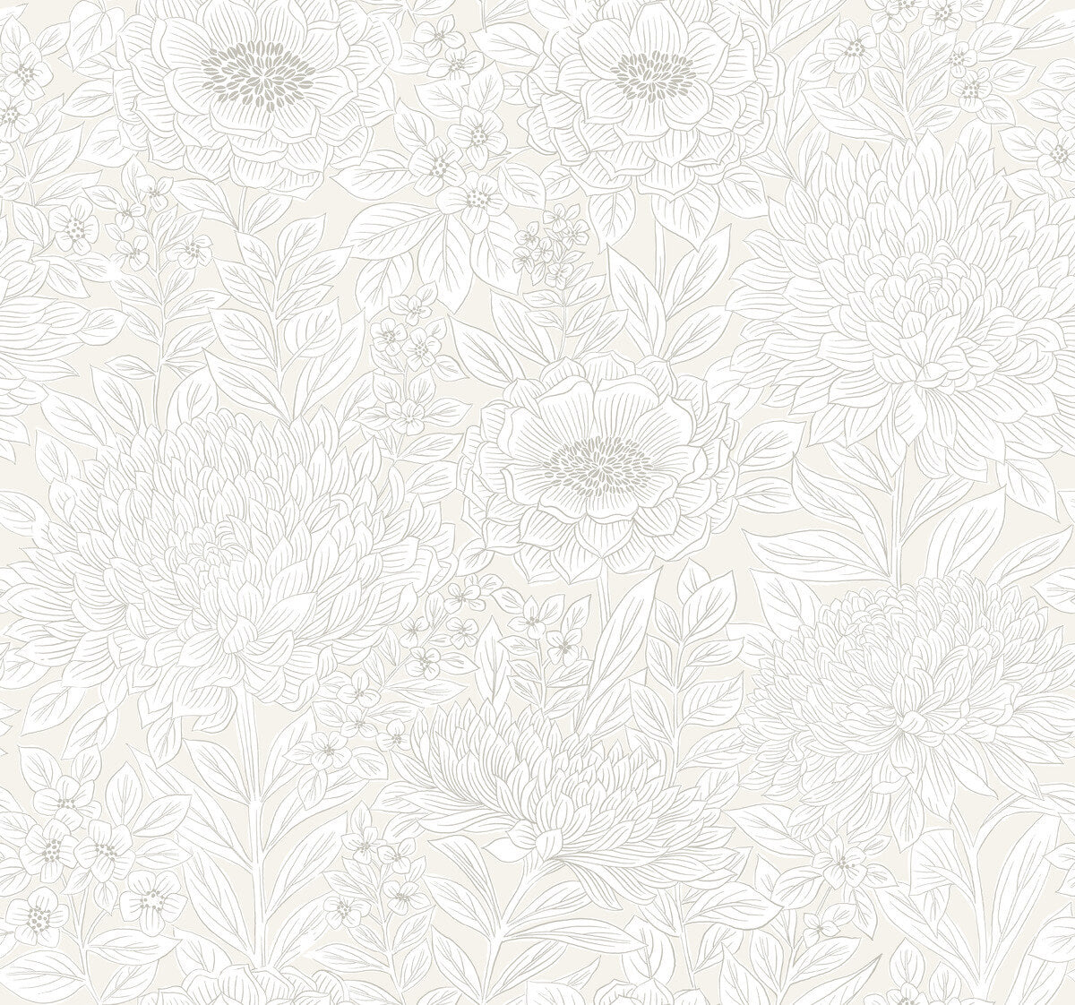 Wood Block Blooms Wallpaper