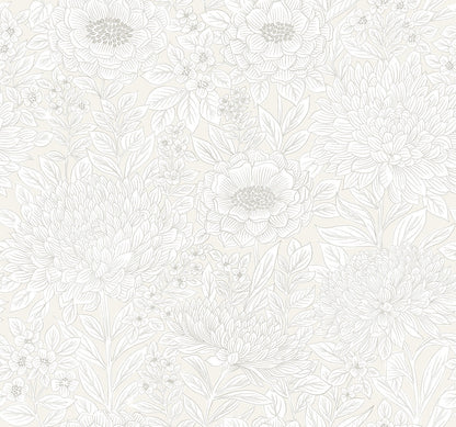 Wood Block Blooms Wallpaper