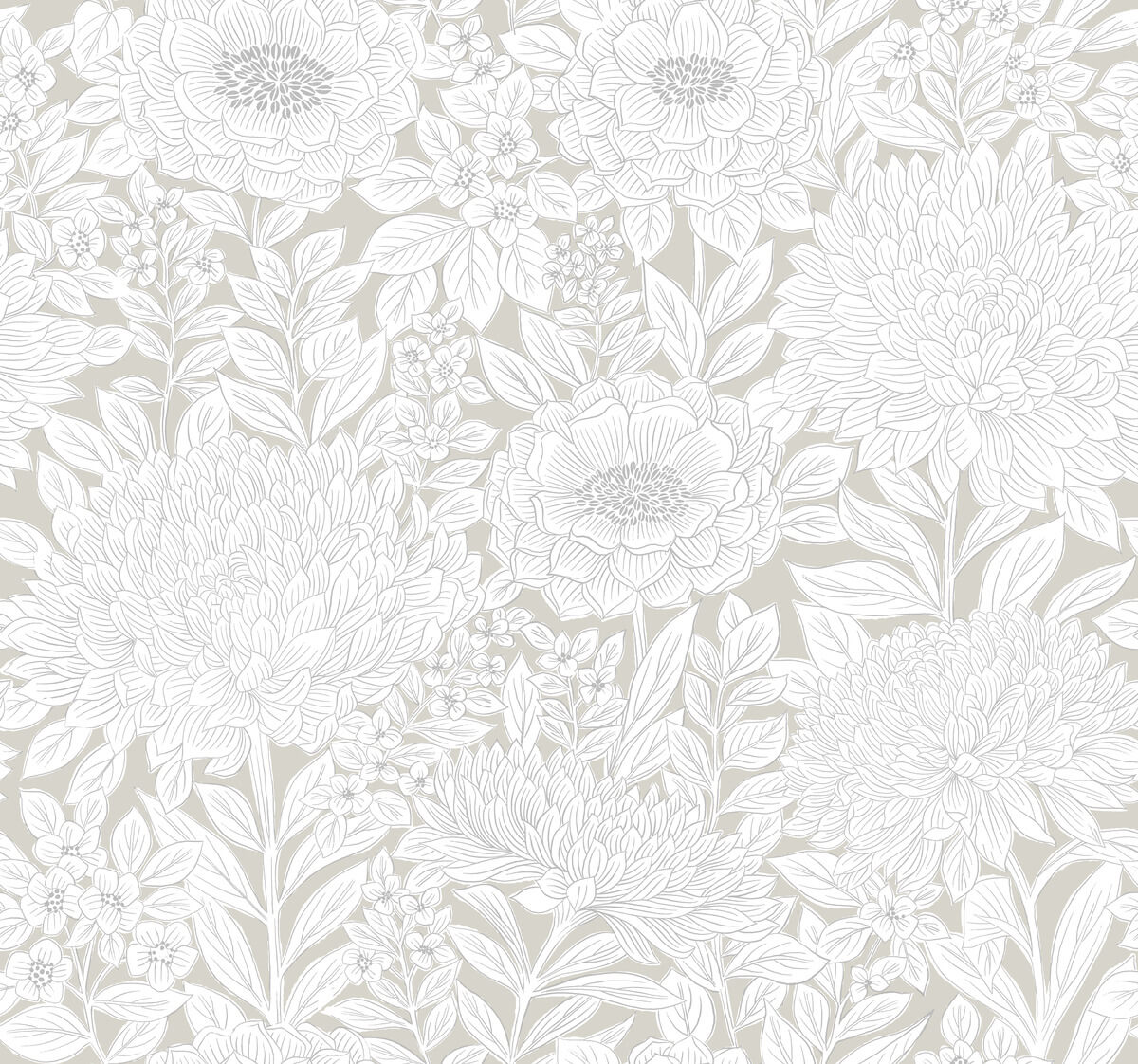 Wood Block Blooms Wallpaper