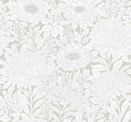 Wood Block Blooms Wallpaper