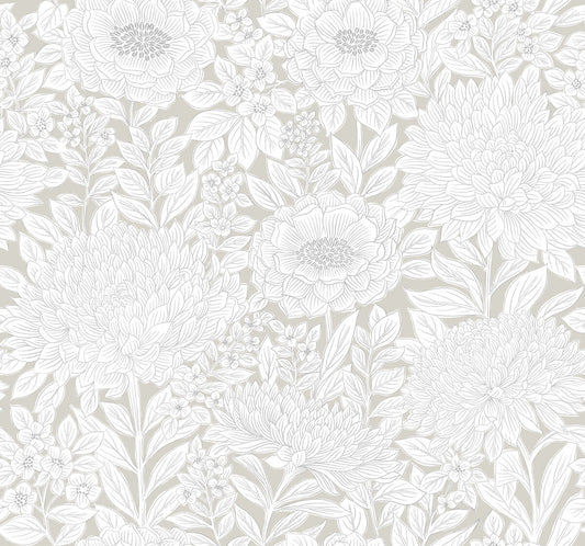 Wood Block Blooms Wallpaper