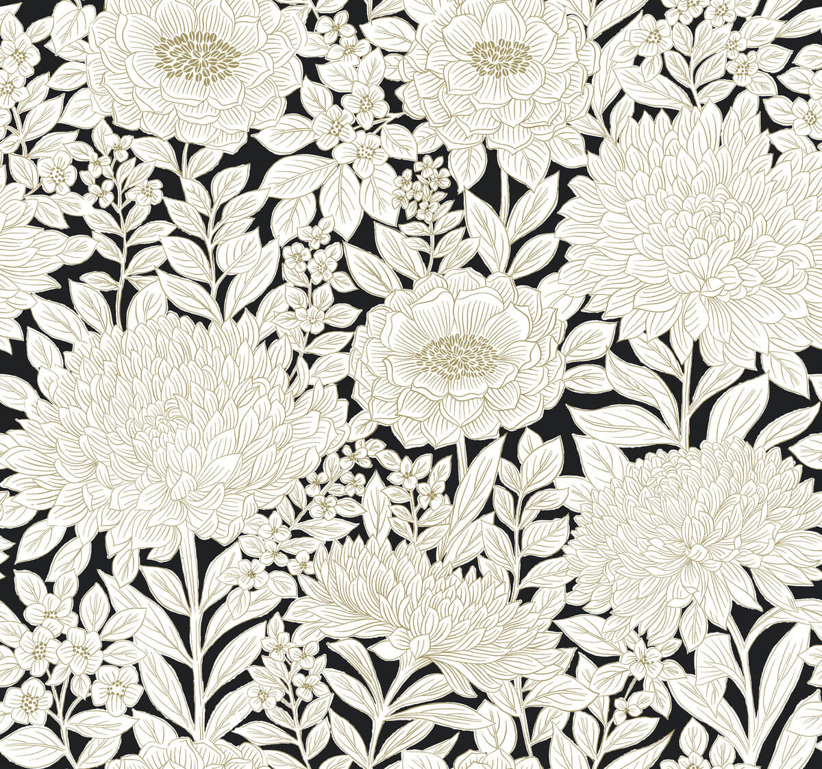 Wood Block Blooms Wallpaper