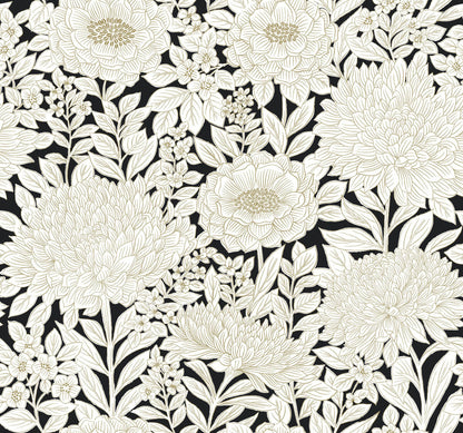 Wood Block Blooms Wallpaper