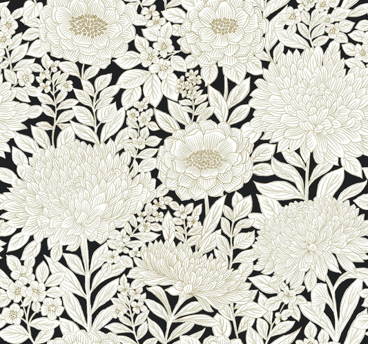 Wood Block Blooms Wallpaper