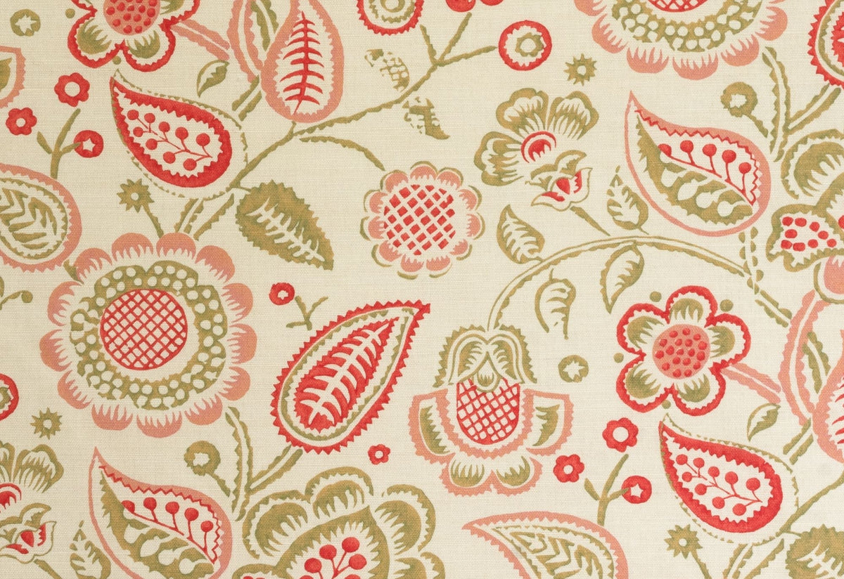 Bepton Fabric by Titley & Marr in Scarlet, Grass & Coral