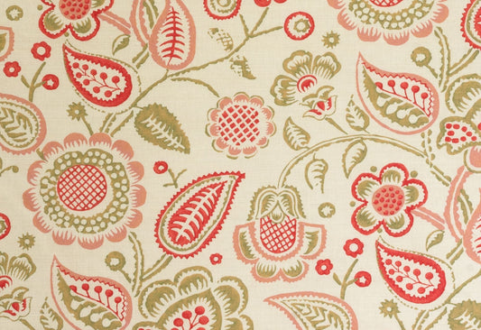 Bepton Fabric by Titley & Marr in Scarlet, Grass & Coral