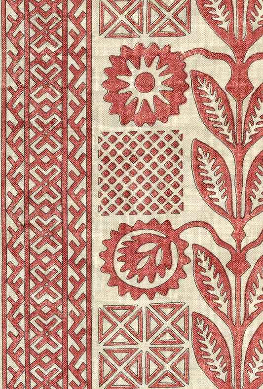 Bilibine Fabric by Décors Barbares in Red, border detail