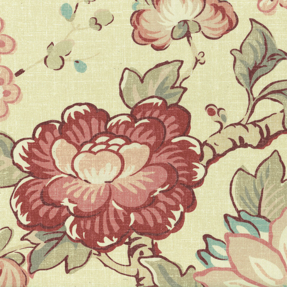 Bloomsbury Floral Fabric by Titley & Marr in Rose & Celadon