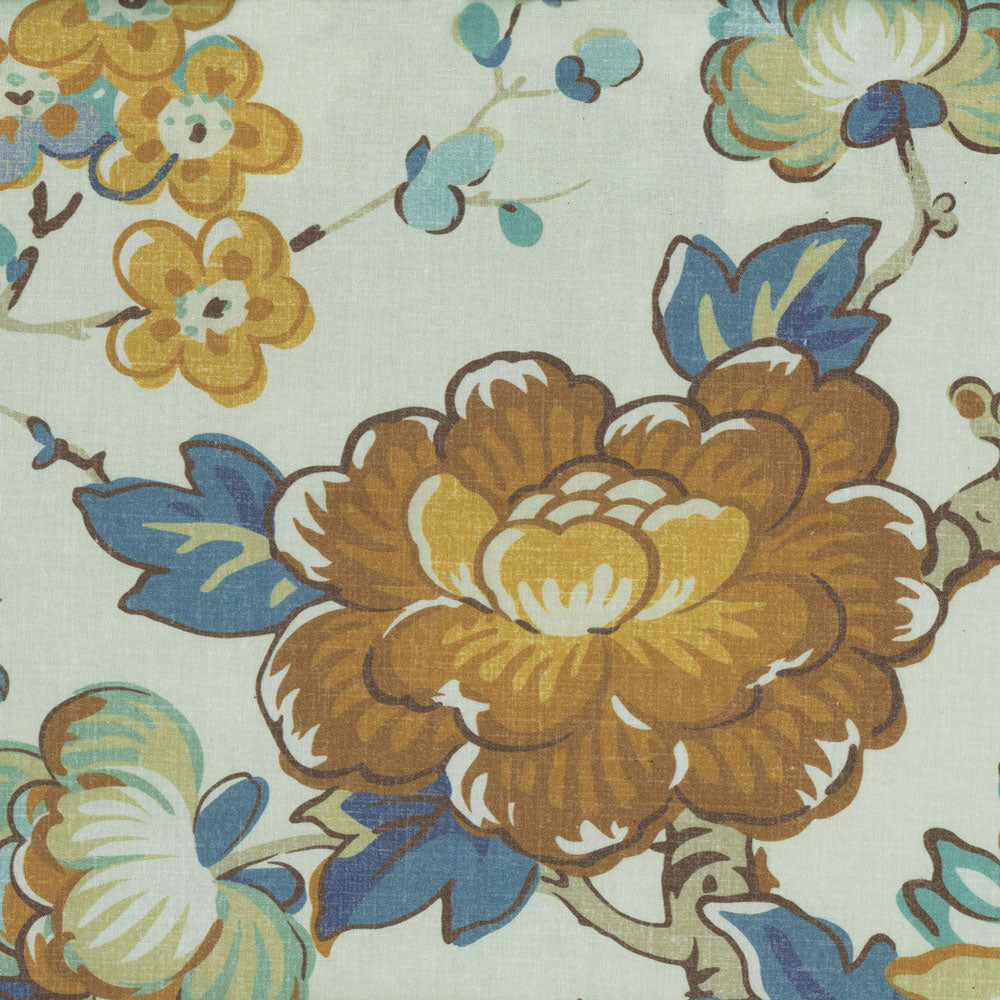 Bloomsbury Floral Fabric by Titley & Marr in Sienna & Indigo