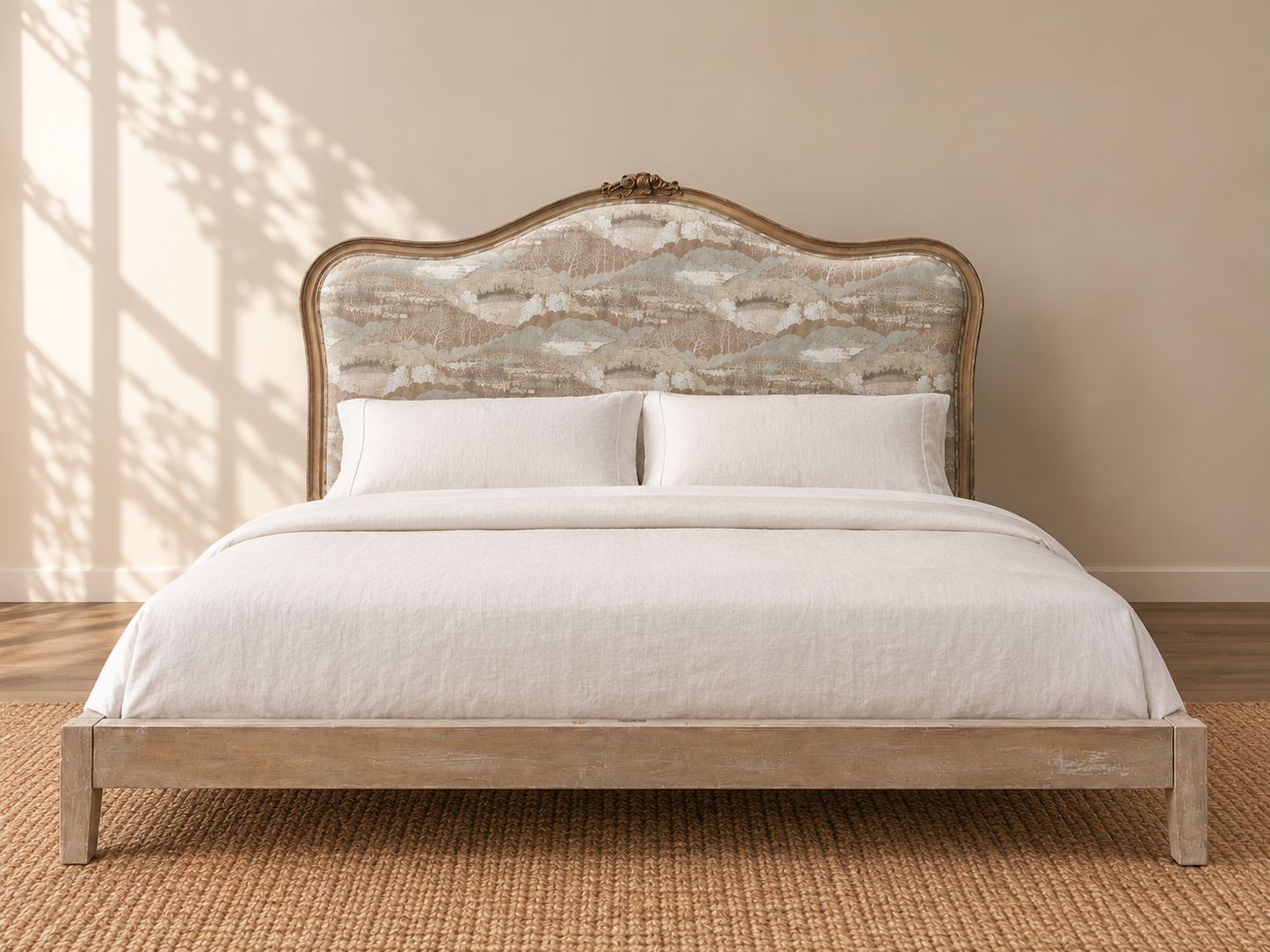 French Louis XV Provincial Upholstered Queen Bed