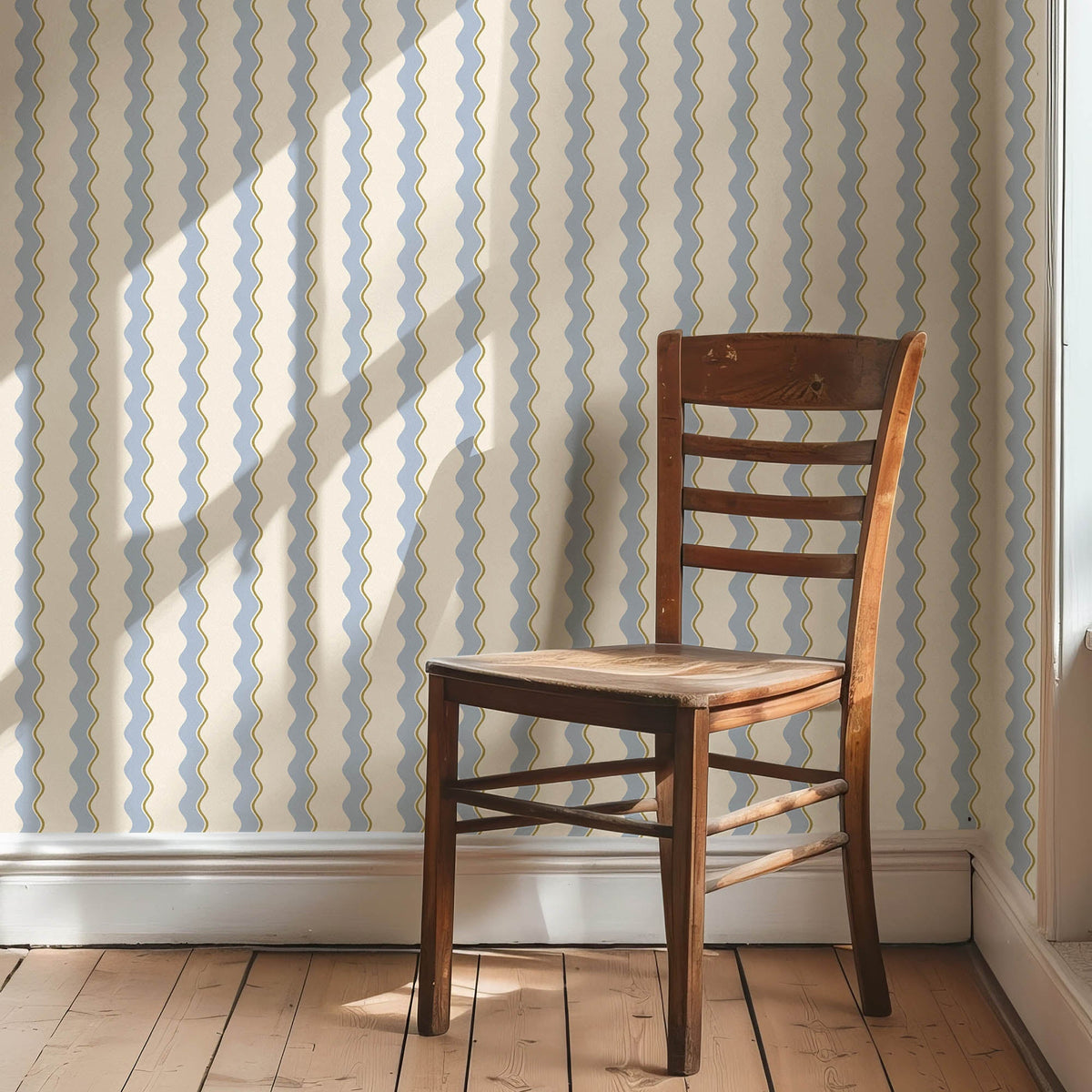 Cari Wave Sky Blue/Pebble wallpaper by Woodchip & Magnolia