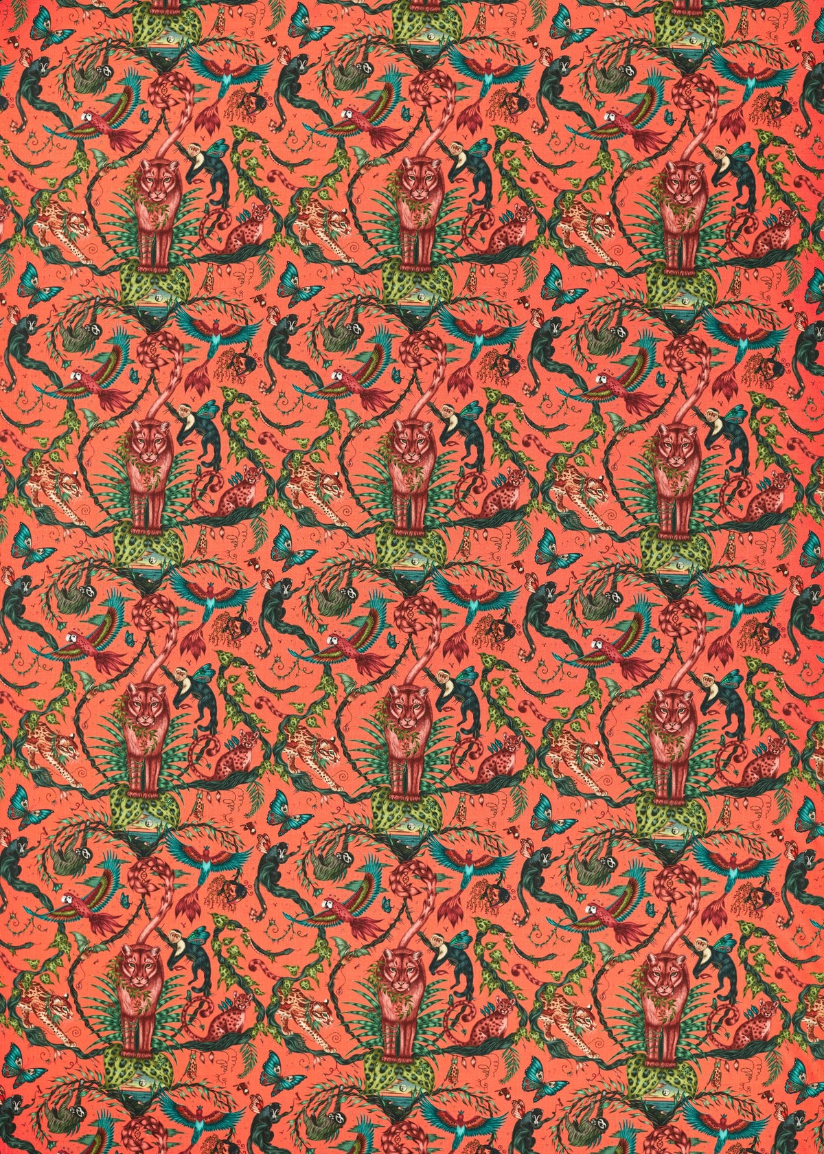 Bosque Dreams Coral fabric by Clarke & Clarke
