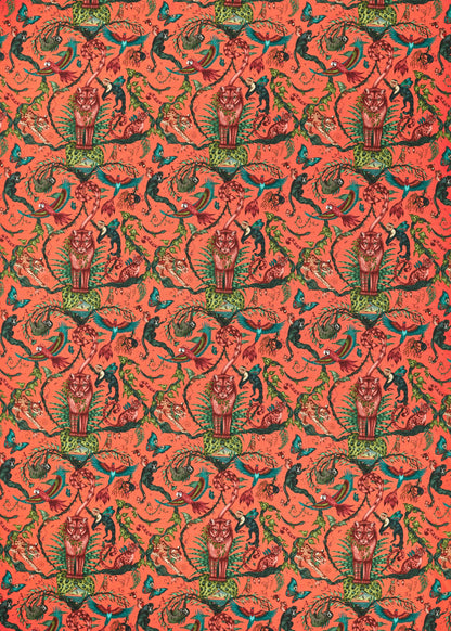 Bosque Dreams Coral fabric by Clarke & Clarke
