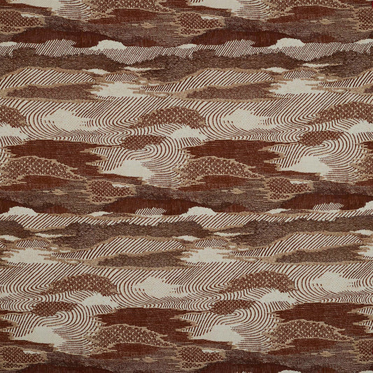 Chinese Landscape Outdoor Fabric by Jennifer Shorto in Terracotta