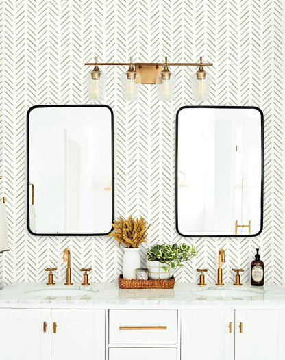 Painted Herringbone Wallpaper