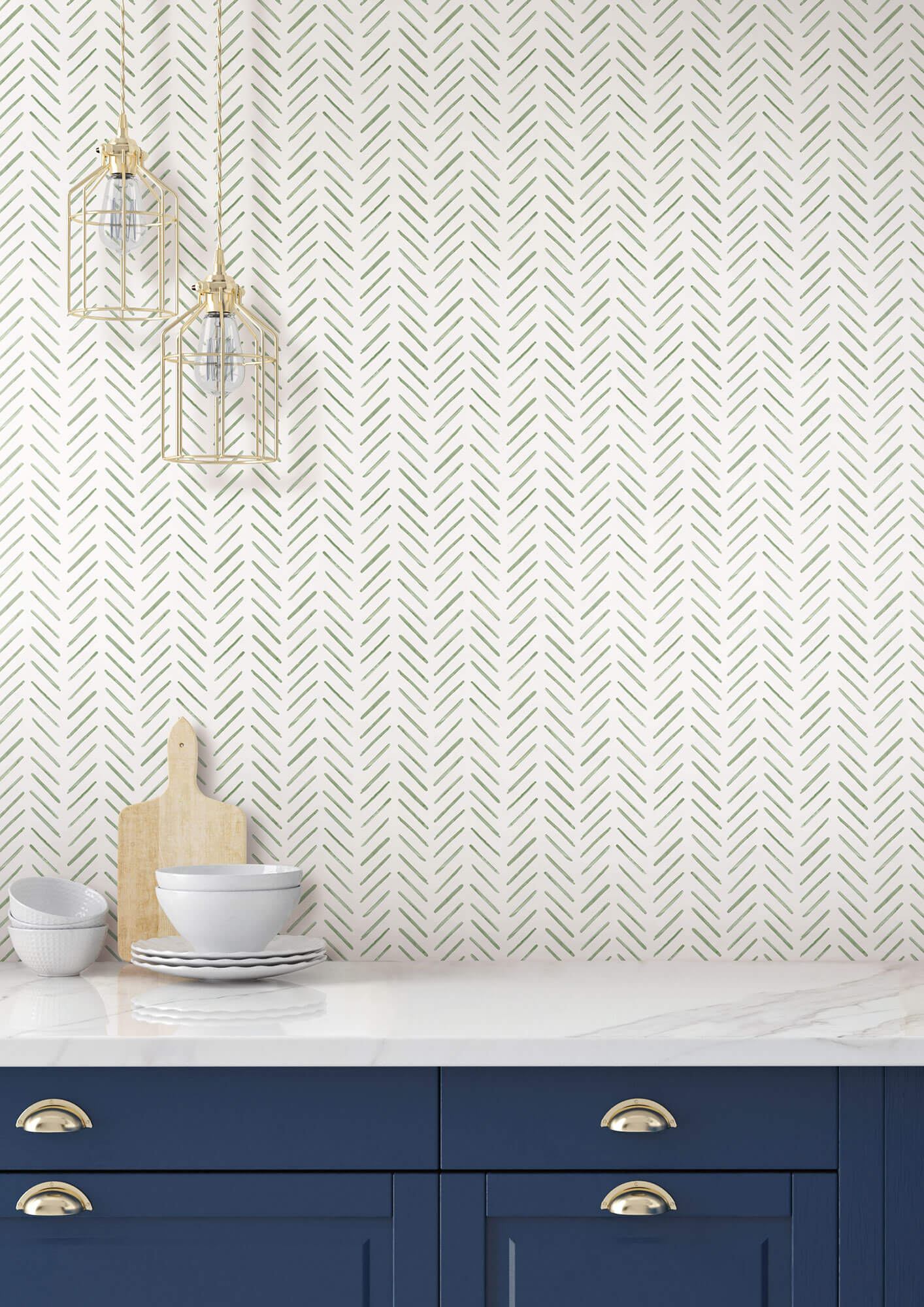 Painted Herringbone Wallpaper