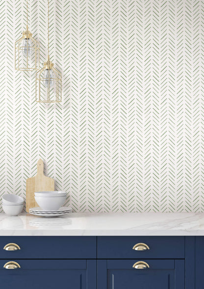 Painted Herringbone Wallpaper