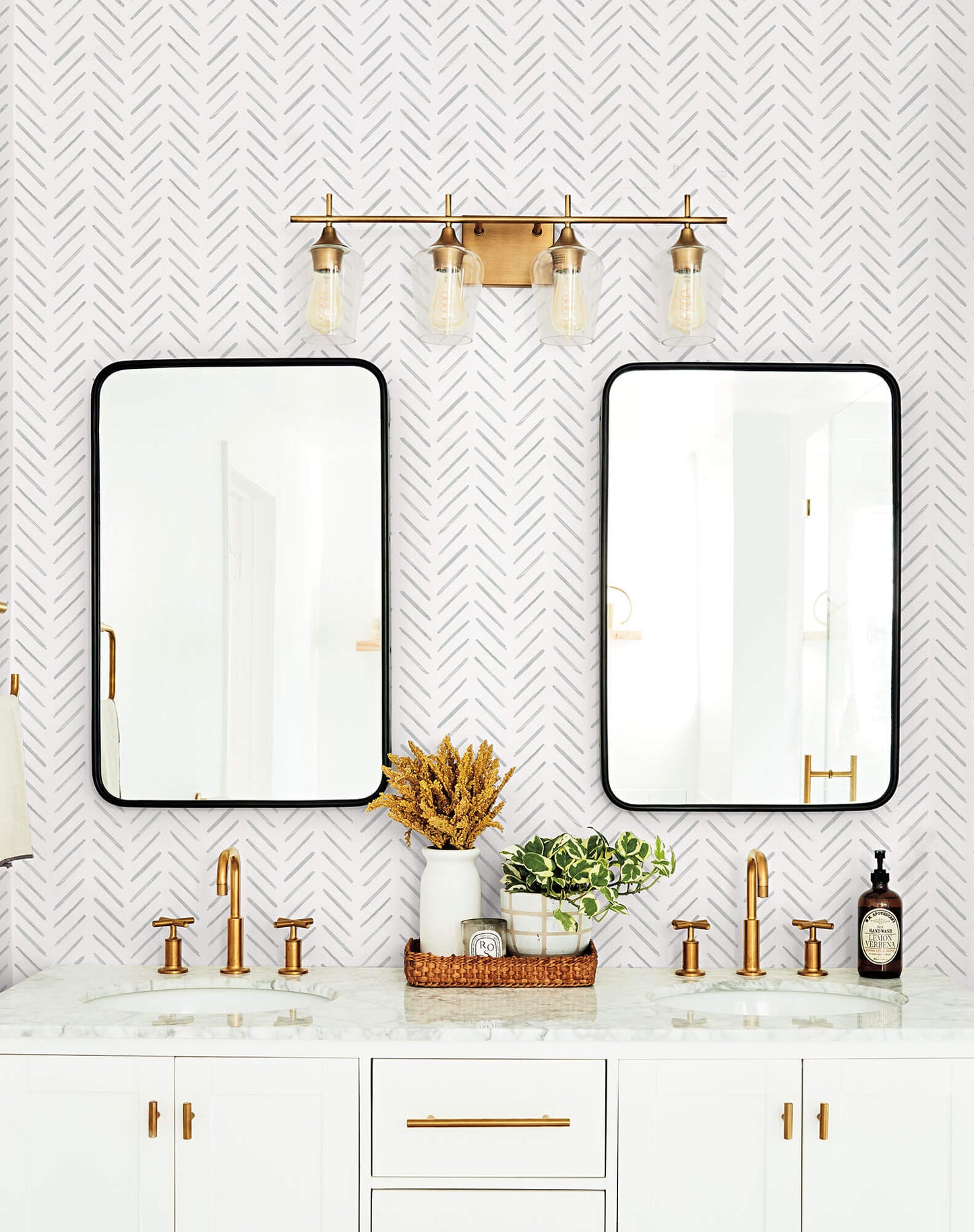 Painted Herringbone Wallpaper