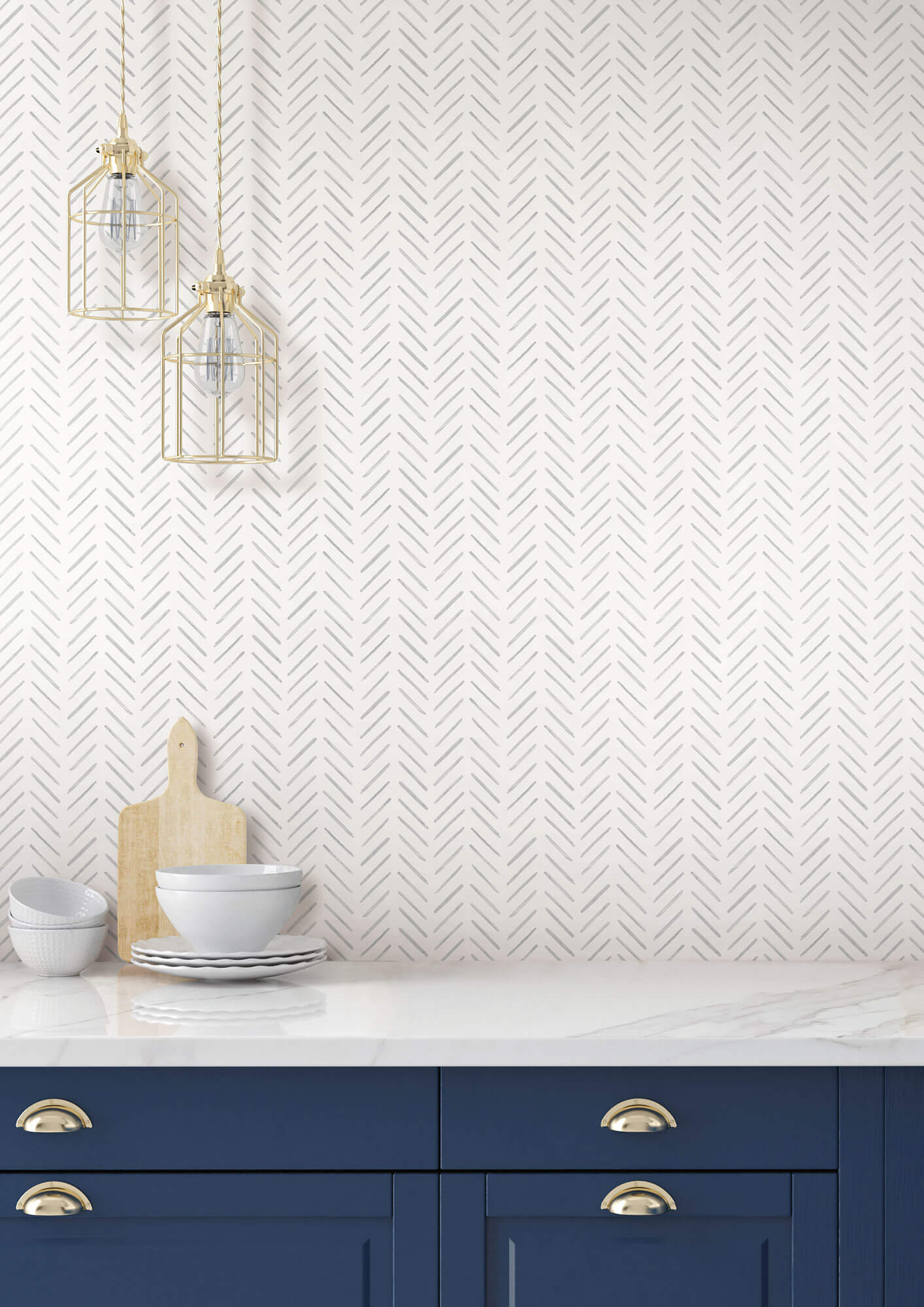 Painted Herringbone Wallpaper