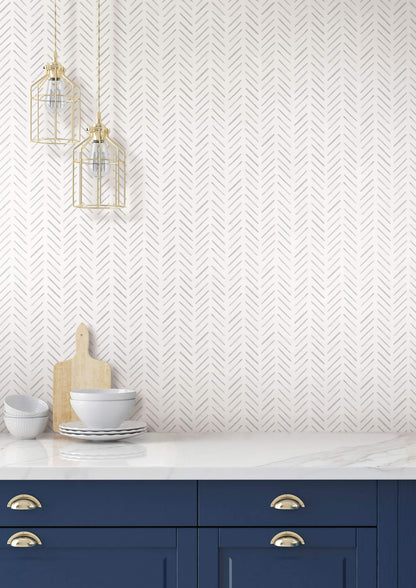 Painted Herringbone Wallpaper