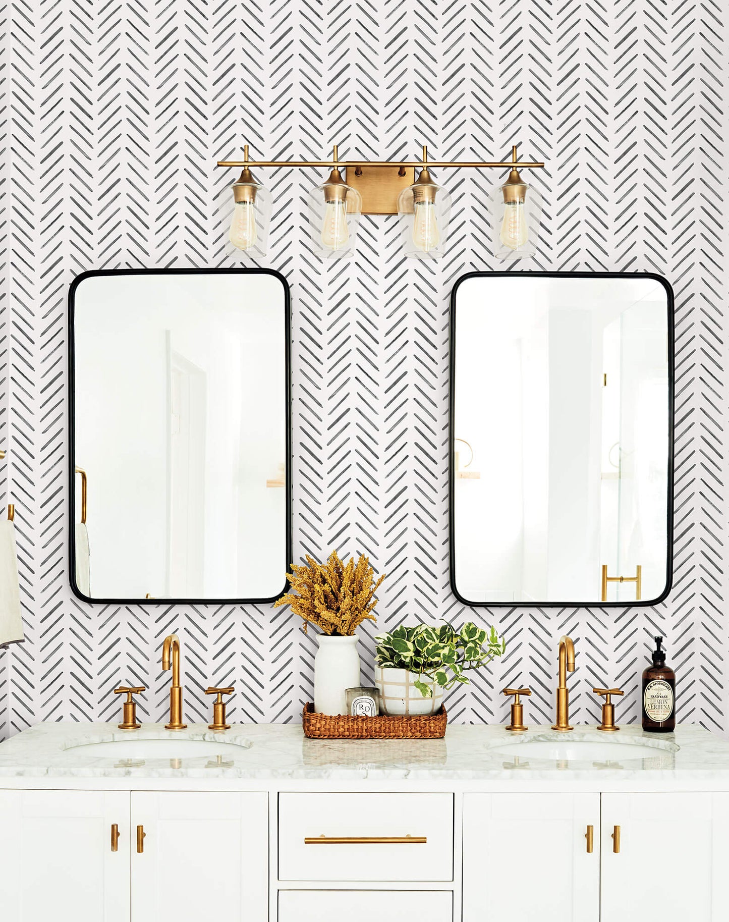 Painted Herringbone Wallpaper